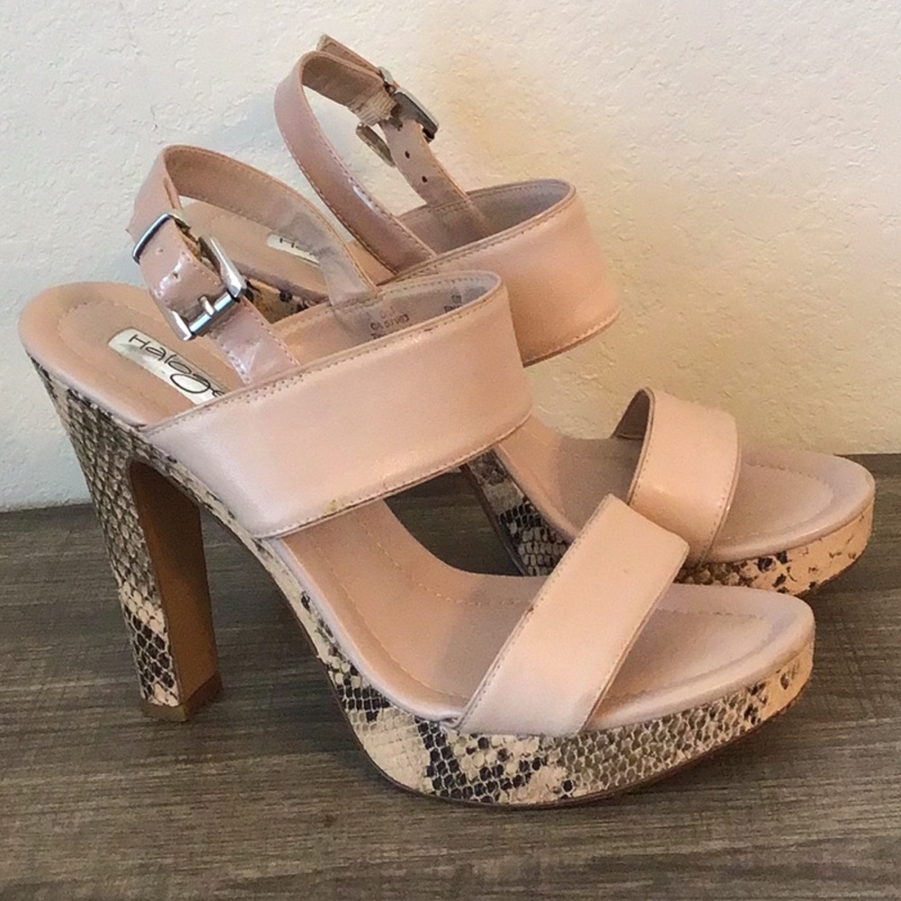 Halogen Pink Leather High Heel Sandals